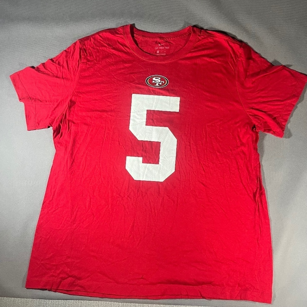 Nike Men’s Trey Lance # 5 San Francisco 49ers Red Tee T-Shirt Size XXL New
